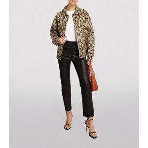 GOOD AMERICAN Neutral Snakeprint Trucker Oversized Jacket Size 2 US M NEW